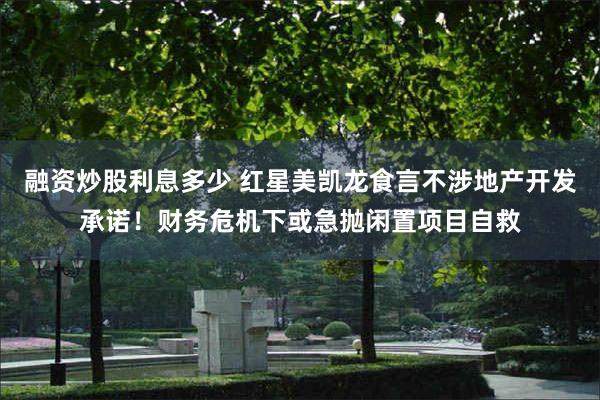 融资炒股利息多少 红星美凯龙食言不涉地产开发承诺！财务危机下或急抛闲置项目自救
