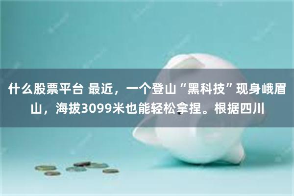 什么股票平台 最近，一个登山“黑科技”现身峨眉山，海拔3099米也能轻松拿捏。根据四川