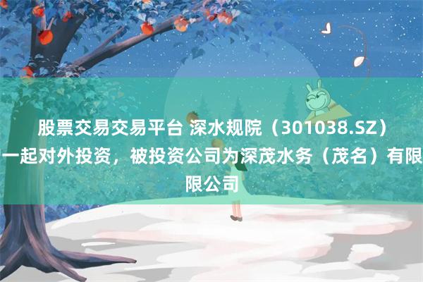 股票交易交易平台 深水规院（301038.SZ）新增一起对外投资，被投资公司为深茂水务（茂名）有限公司