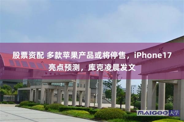 股票资配 多款苹果产品或将停售，iPhone17亮点预测，库克凌晨发文